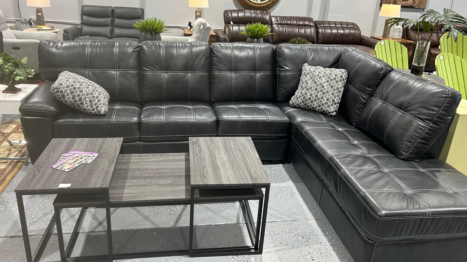 Dark Leather Sectional